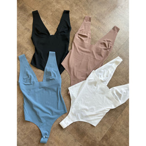 Ashanti Deep V Bodysuit (White)