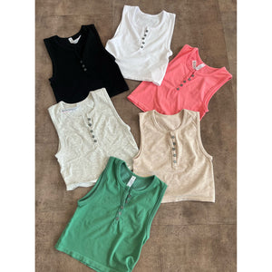 Bianca Henley Tank Top (White)