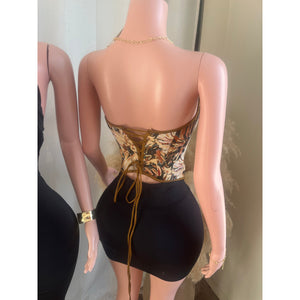 Jenny Tie Corset Top (Black Combo)