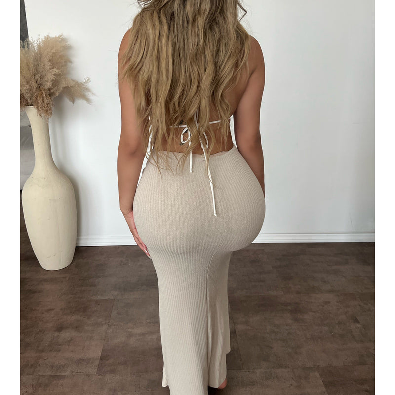 Sarah Sweater Knit Maxi Skirt (Seashell)