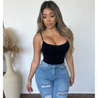 Emi Seamless Shirring Cami Top (Black)