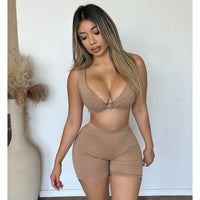 Klarissa Twist Top & Shorts Set (Mocha)