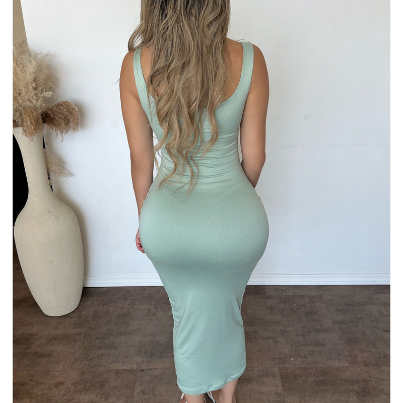 Dora Sleeveless Midi Dress (Sage)
