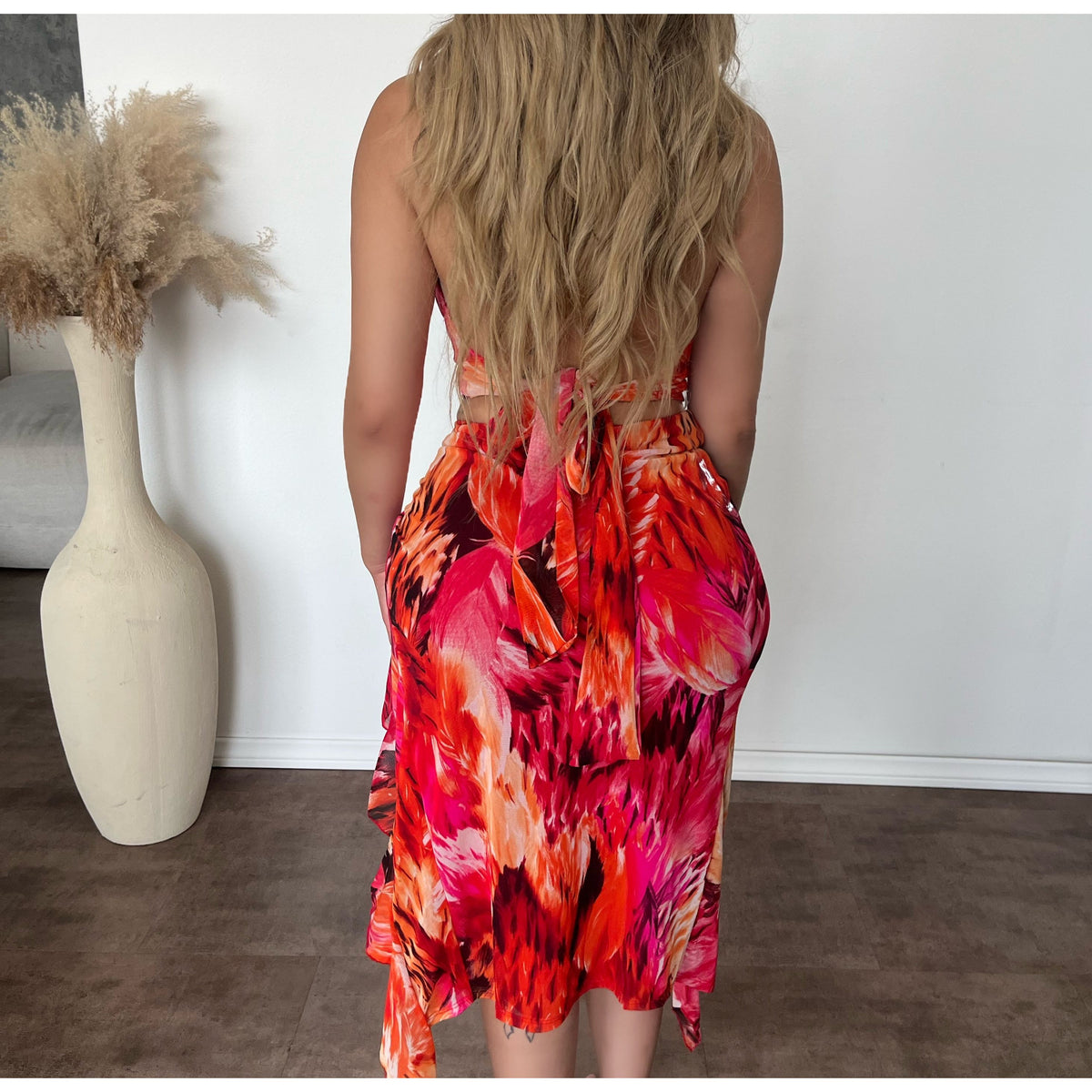 Casandra Print Top & Skirt Set (Orange Combo)