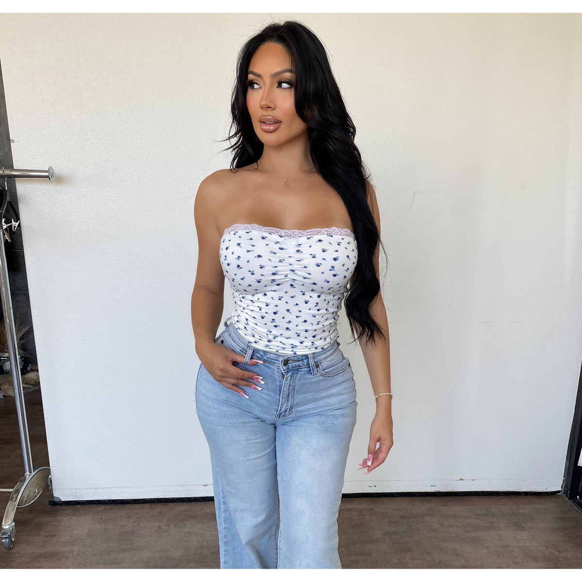 Blesa Laced Top (Blue Flower)