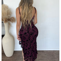 Angelica Mesh Dress (Burgundy)