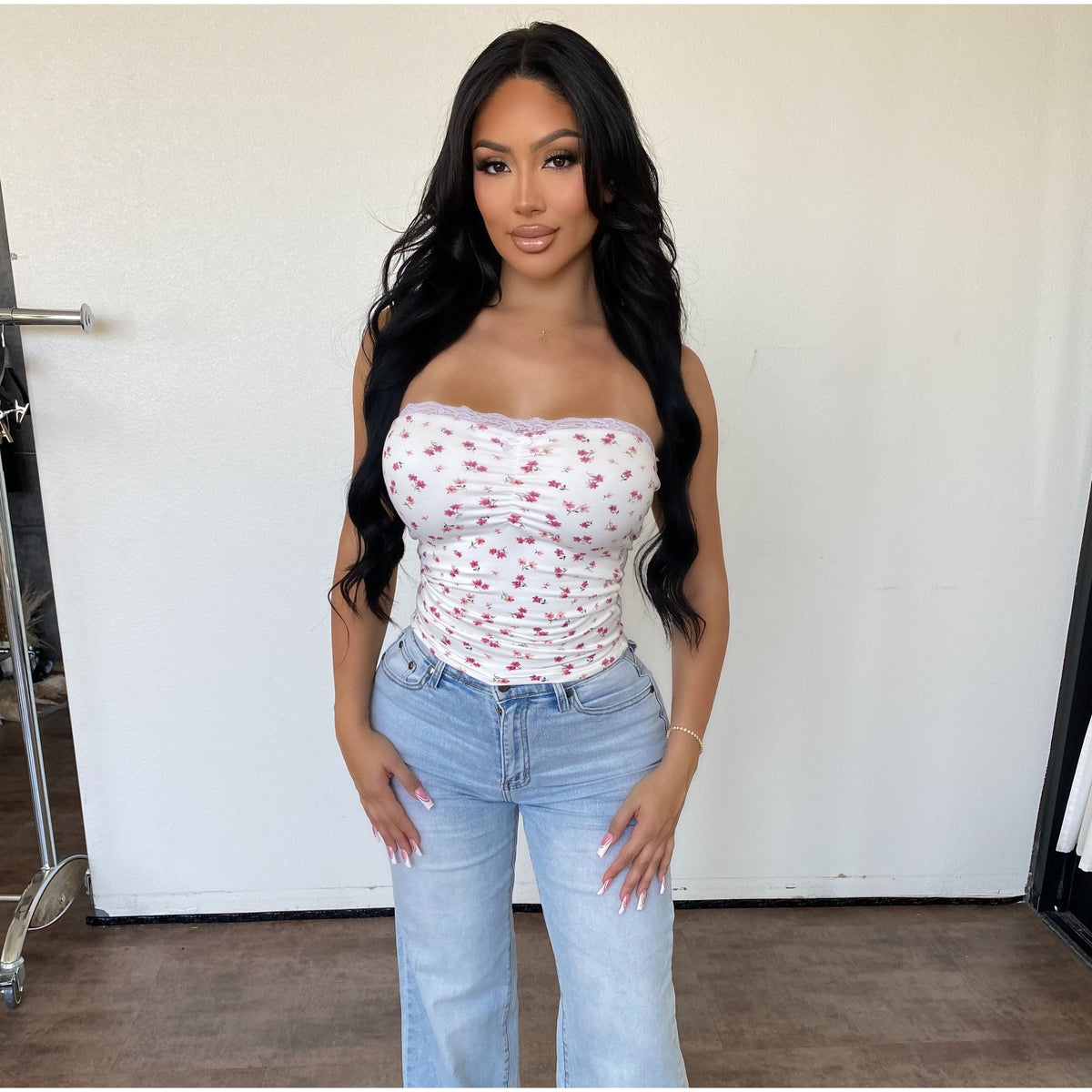 Blesa Laced Top (Red Flower)