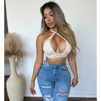 Lorissa Crochet Halter Bra (Natural)