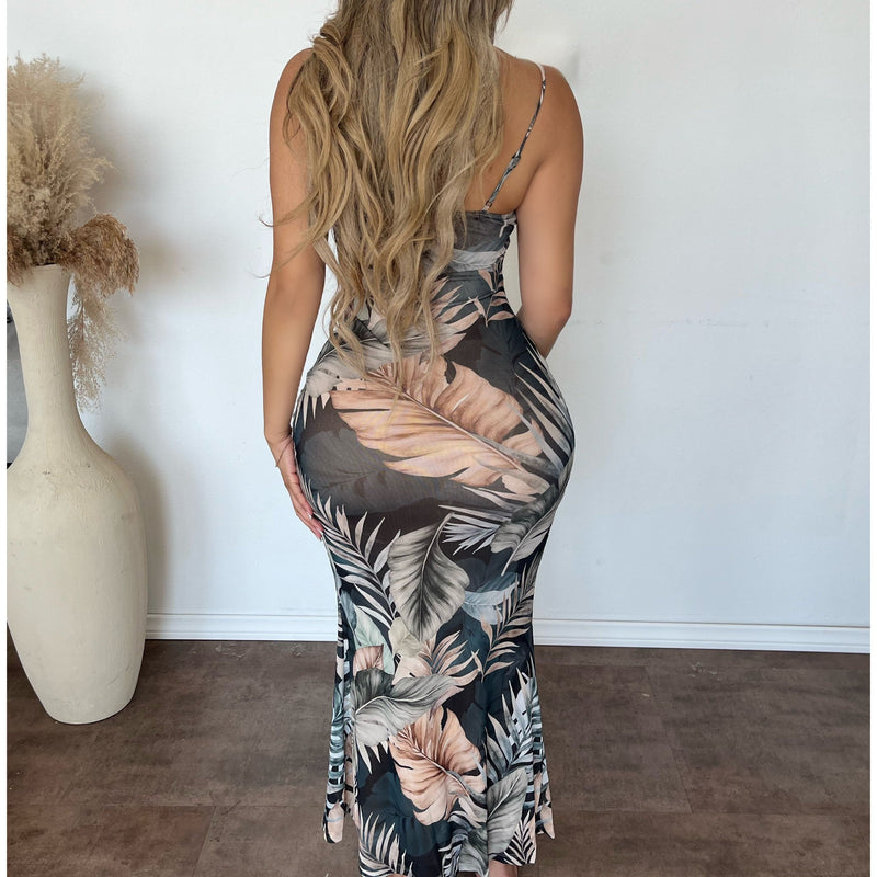 Alicia Mesh Jungle Theme Dress (Black)