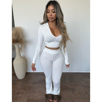 Rosalina Washed Ribbed Top & Hoodie (Off White)