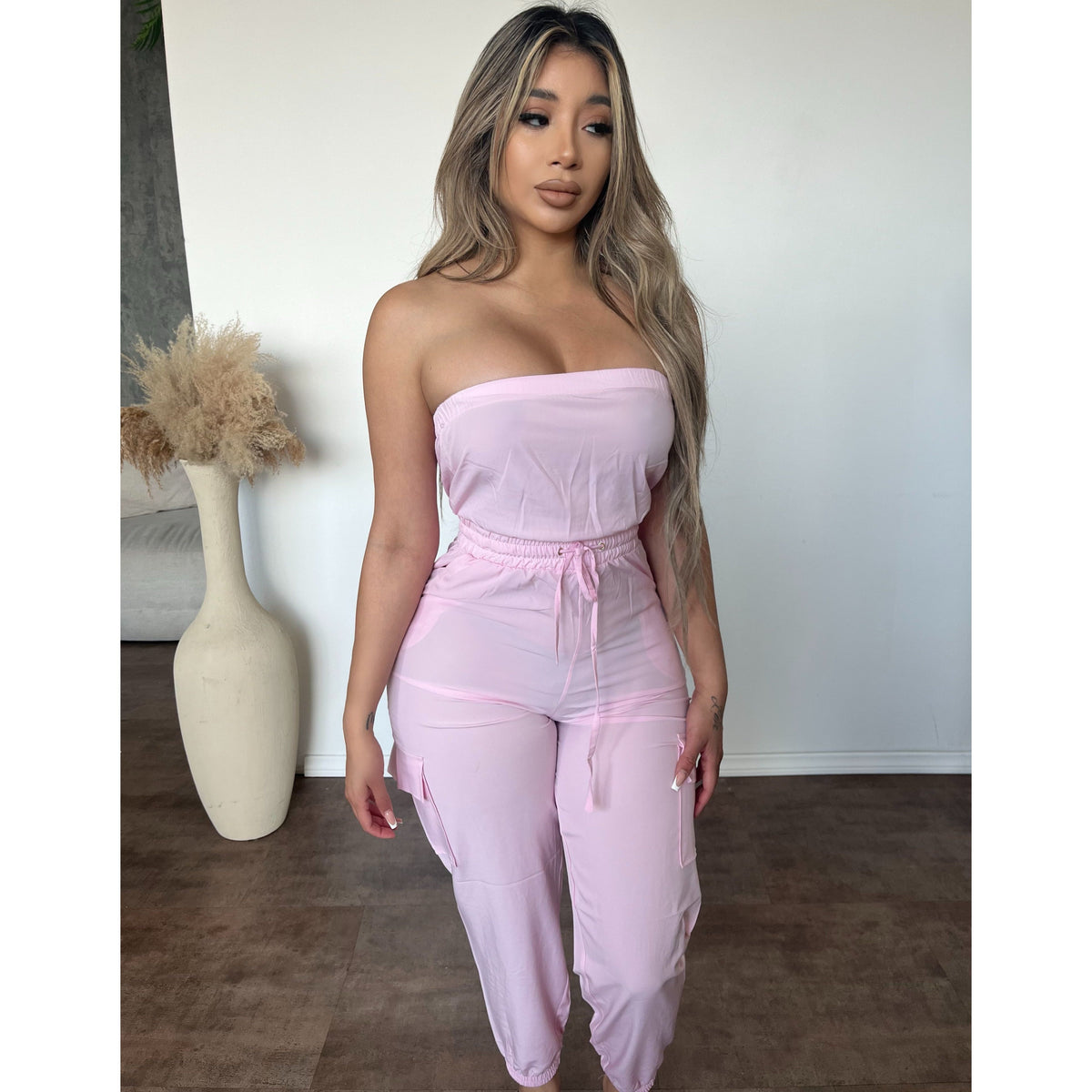Isabella Jogger Jumpsuit (Pink Blossom)