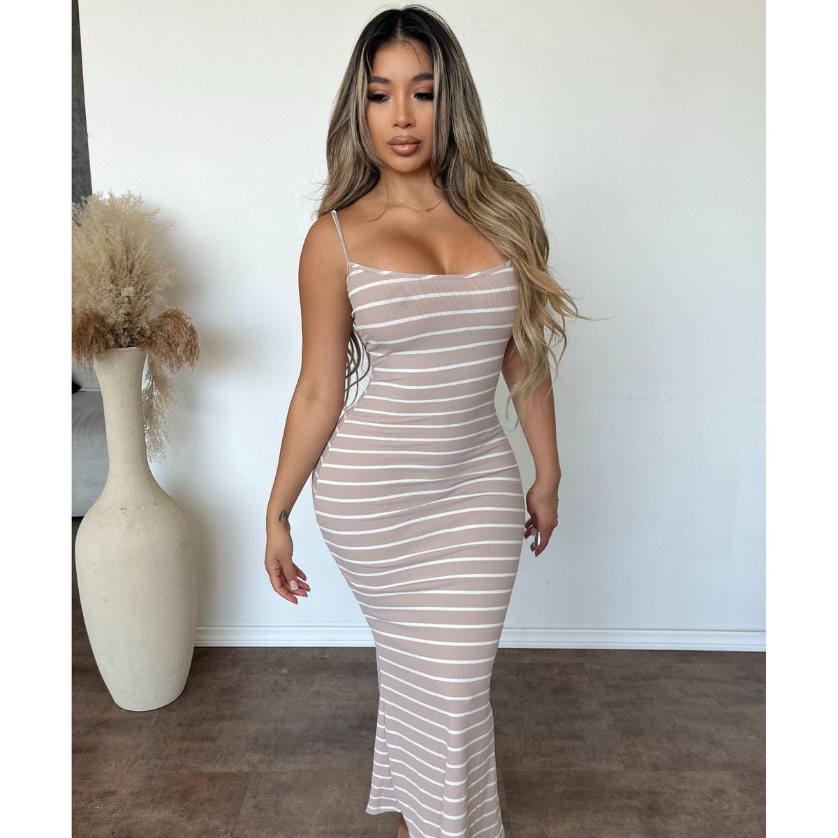 Lema Stripe Dress (Birch/White)