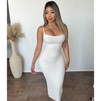 Veronica Ribbed Maxi Dress (White)