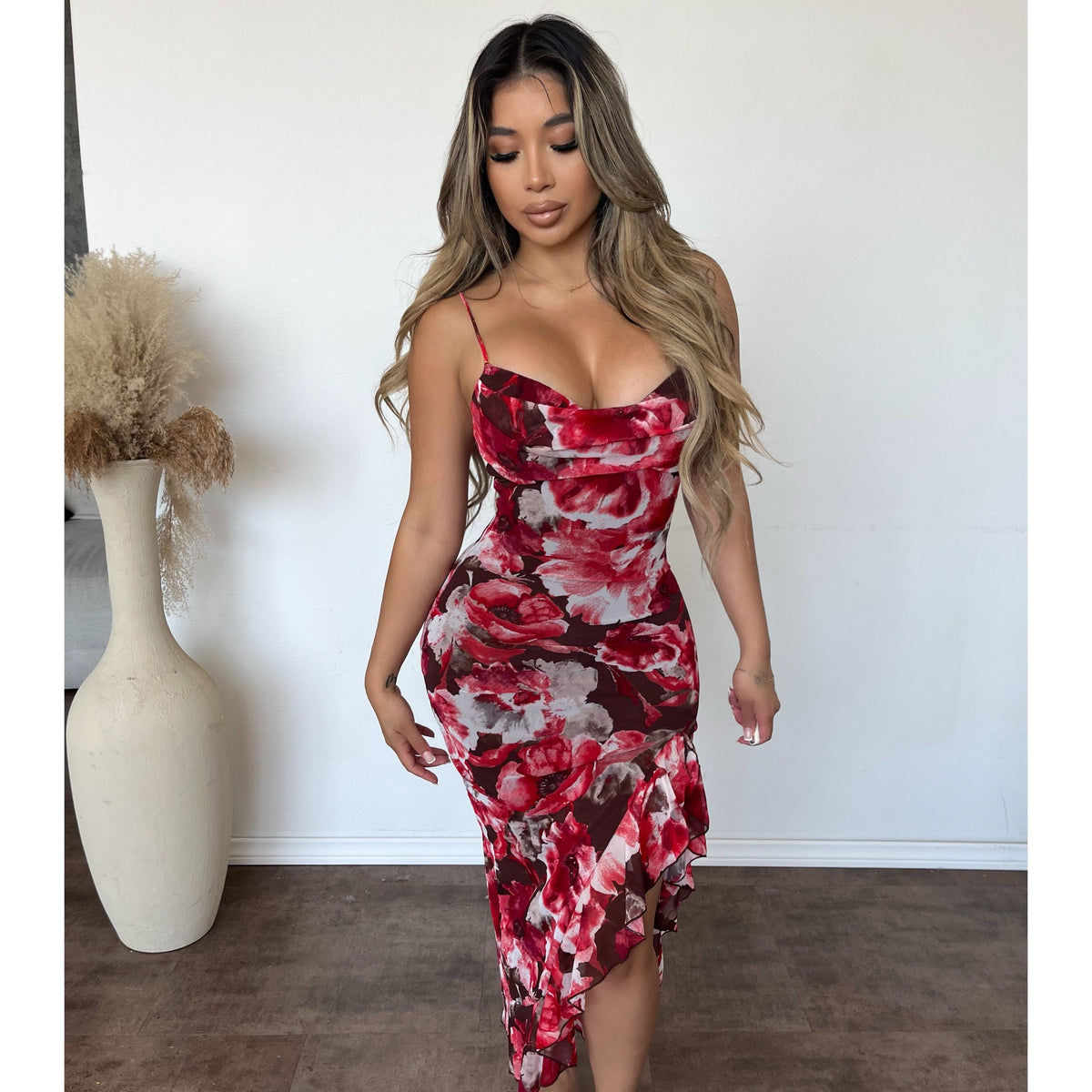 Sam Romance Print Dress (Black/Red)