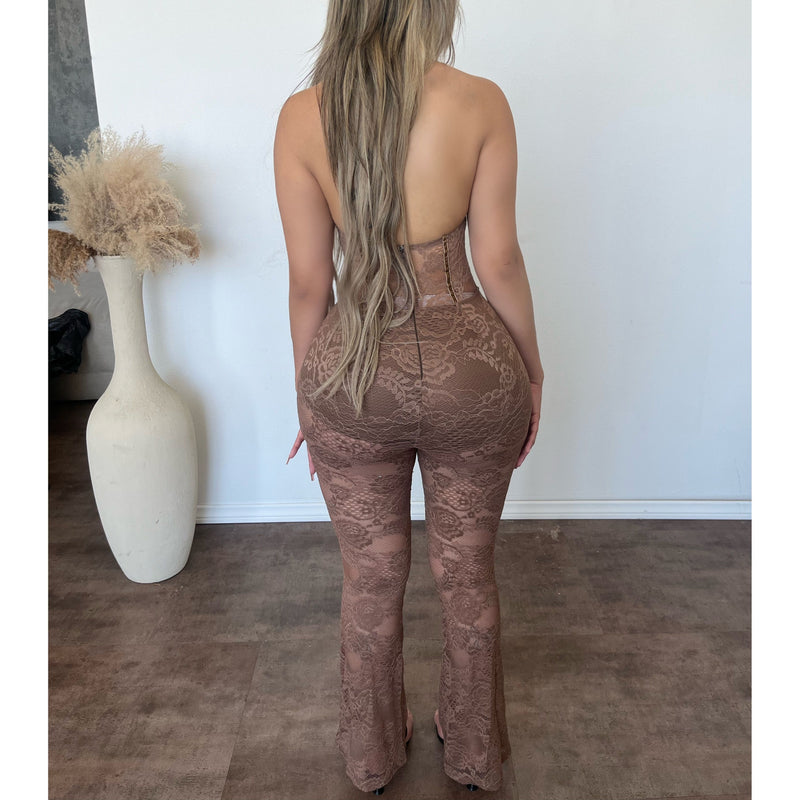 Wendy Lace Jumpsuit (Brown)