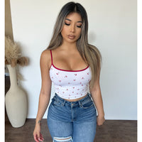 Arianna Cherry Print Cami Top (Red/White)