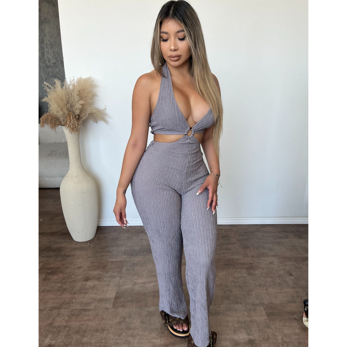 Alyssa O ring Jumpsuit (Grey)