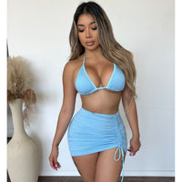 Jacqueline 3 Piece Bikini Set (Blue)