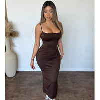 Leah Maxi Strapped Dress (Brown)