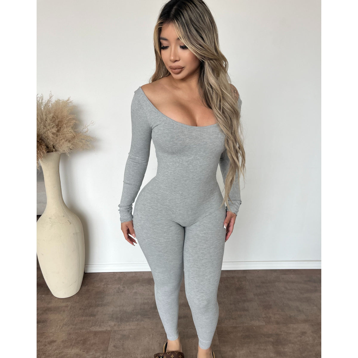 Tammy Long Sleeve Jumpsuit (H Grey)