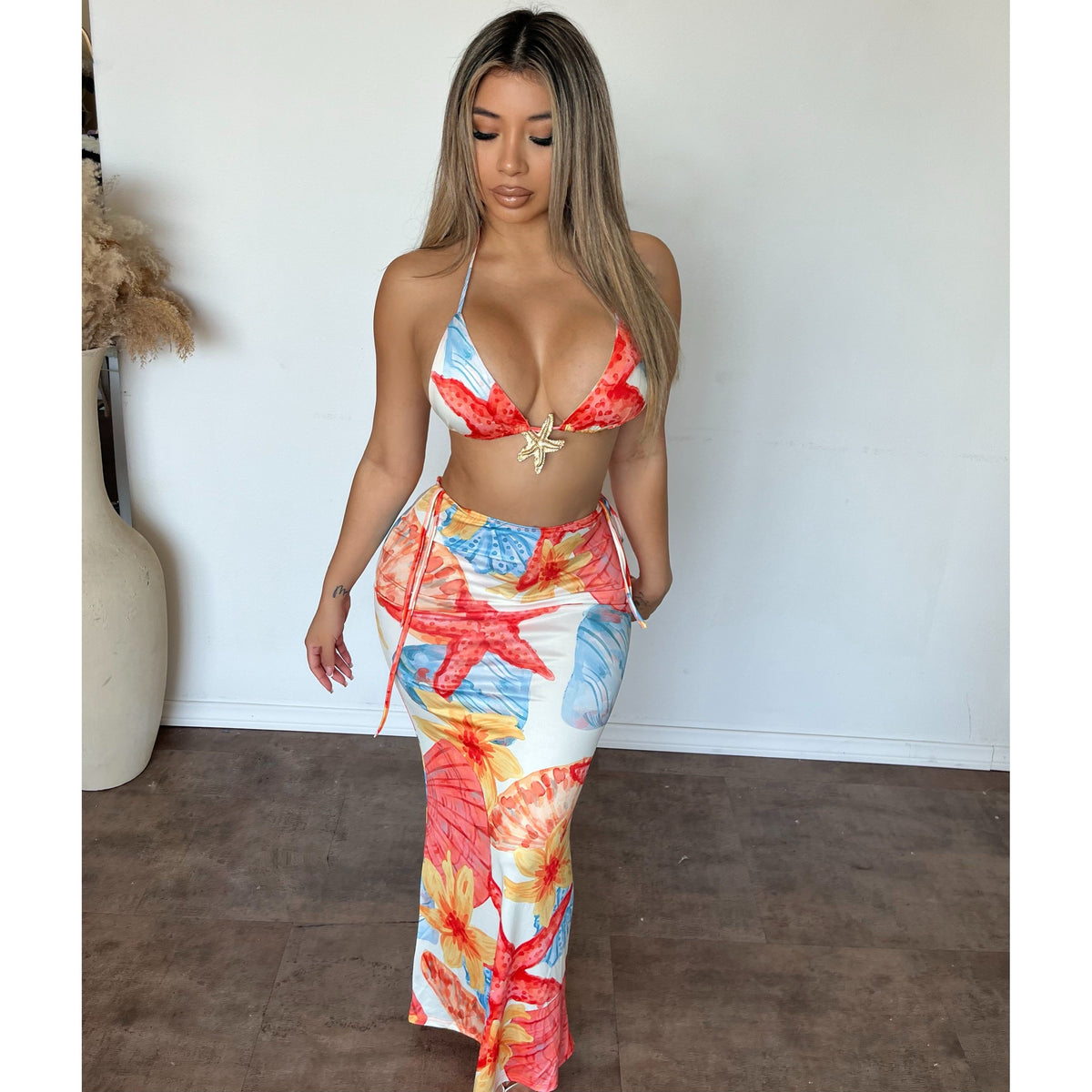 Amanda Matching Bikini Set (White Multi)