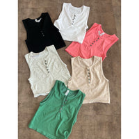 Bianca Henley Tank Top (White)