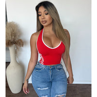 Hailey halter neck top (Tomato Red)