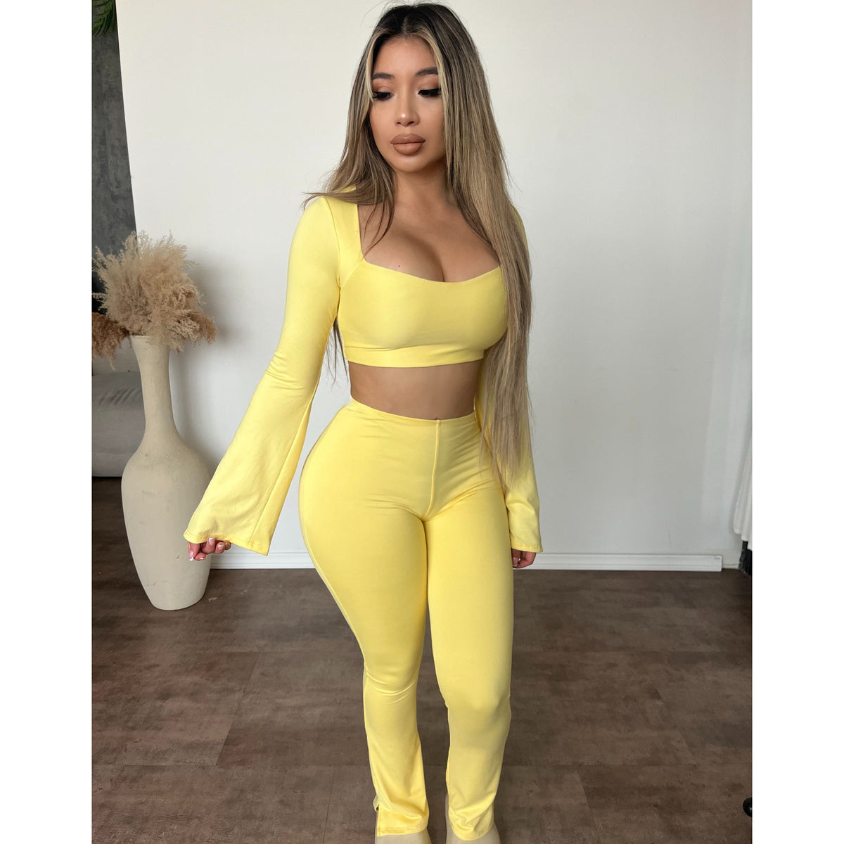 Rayleen Matching Bell Bottoms Set (Yellow)