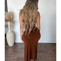 Melene Dress W Gold Side Piece (Brown)