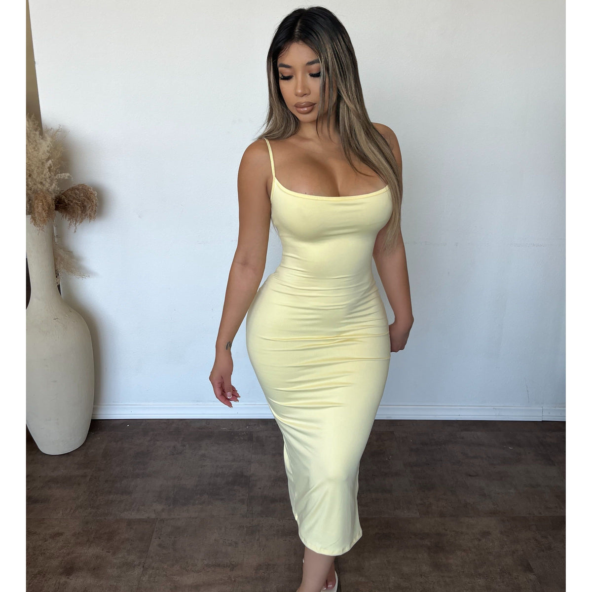 Leah Maxi Strapped Dress (Yellow)