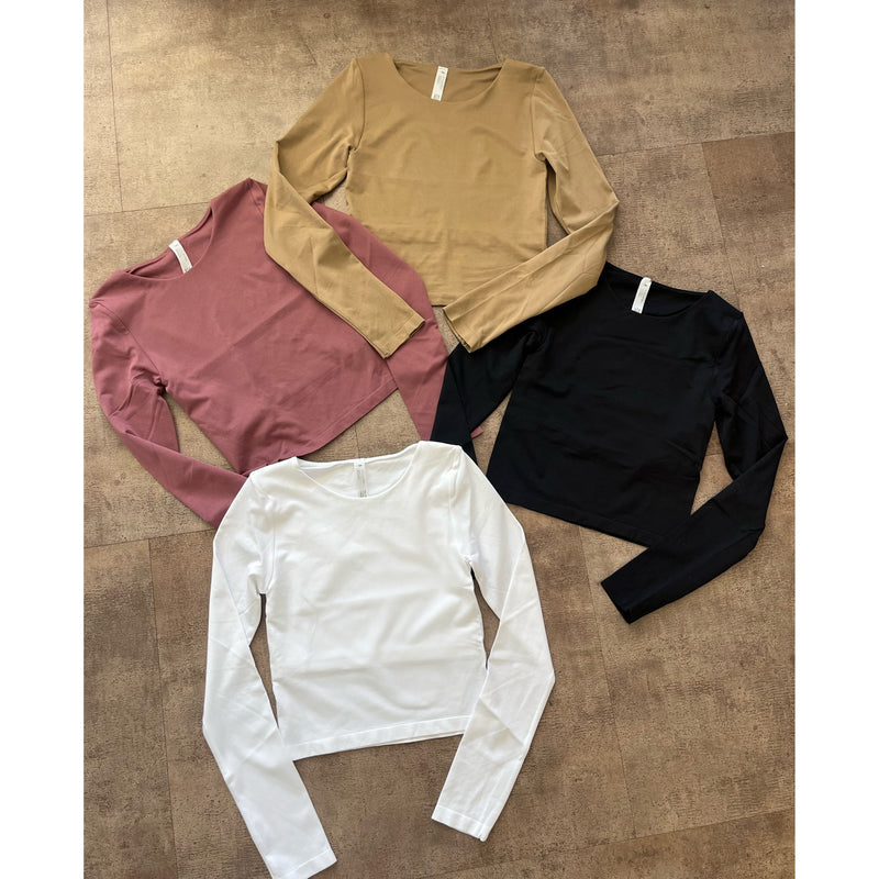 Hailey Round Neck Seamless Top (Portabella)