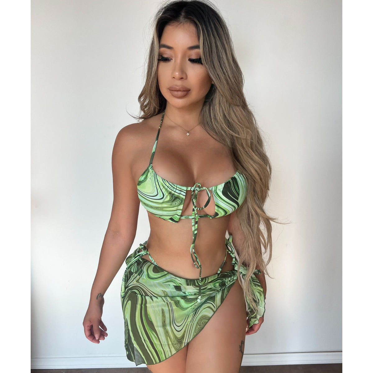 Rocio 3 Piece Bikini Set (Green)