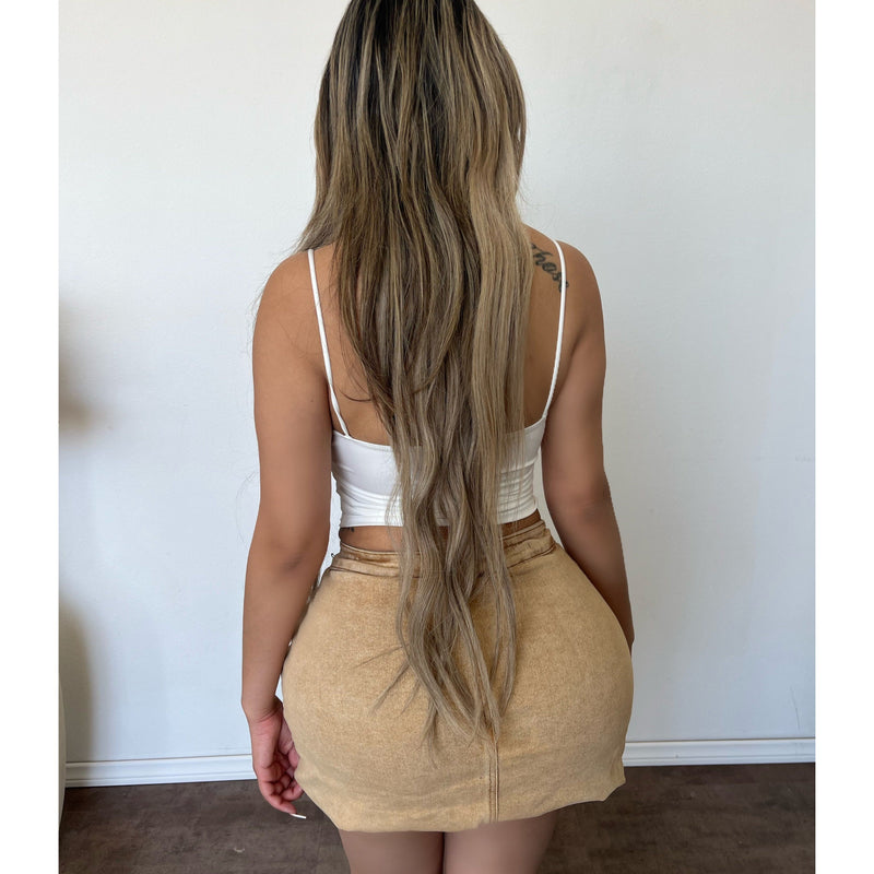 Kathy Cargo Mini Skirts (Tan Wash)