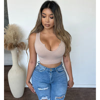 Nicki Out From Front Seamless Top (Light Taupe)