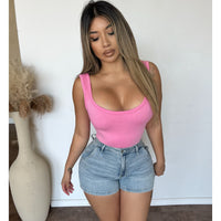 Jasmine Tank Heather Bodysuit (Pink)