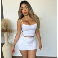 Emi Seamless Shirring Cami Top (White)