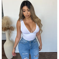 Ashanti Deep V Bodysuit (White)