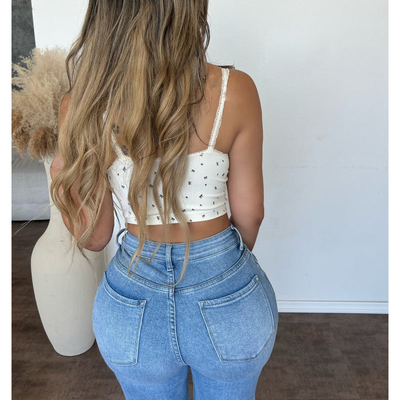 Anne Bow Pattern Seamless Top (Ivory)
