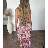 Sam mesh Side Slit Dress (Rust/Burgundy)