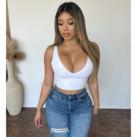 Ellie Bonding V Neck Top (White)
