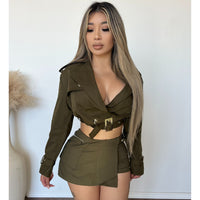 Chloe Belted Skort (Olive)