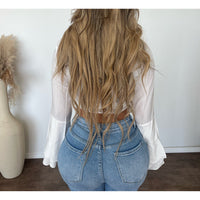 Scarlette Long Sleeve Tie Front (White)