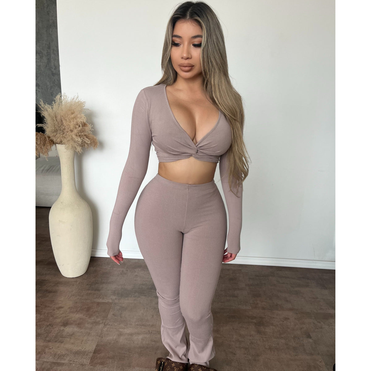 Selena Twisted Crop Top W Pants (Etherea)