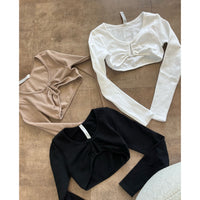 Jenny Long Sleeve Front U Bra Top (Ash)