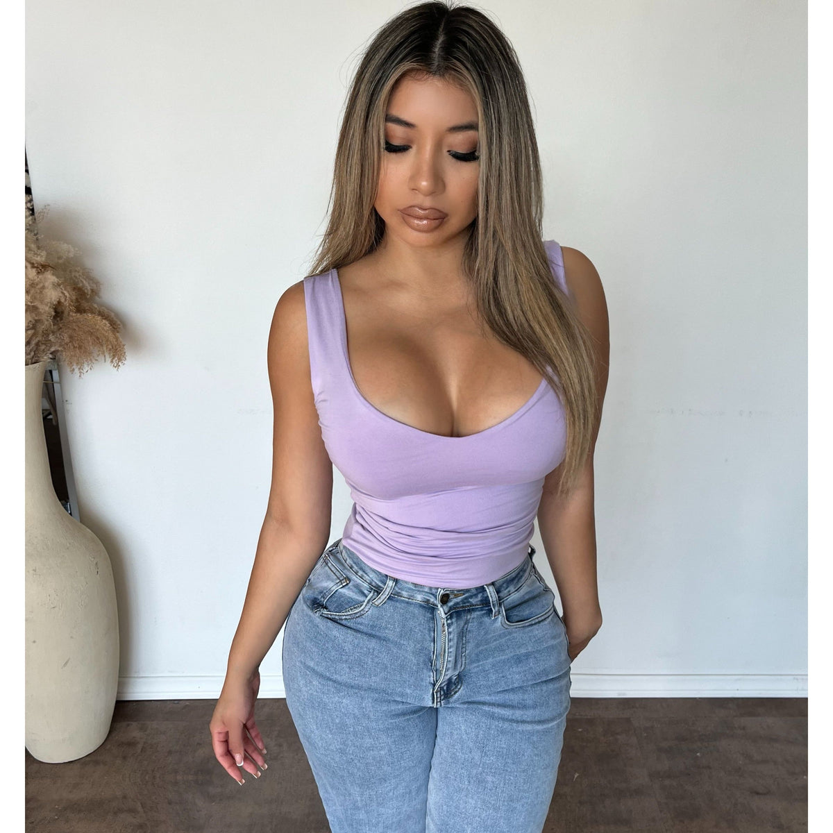 Klarissa V Neck Top (Lavender)
