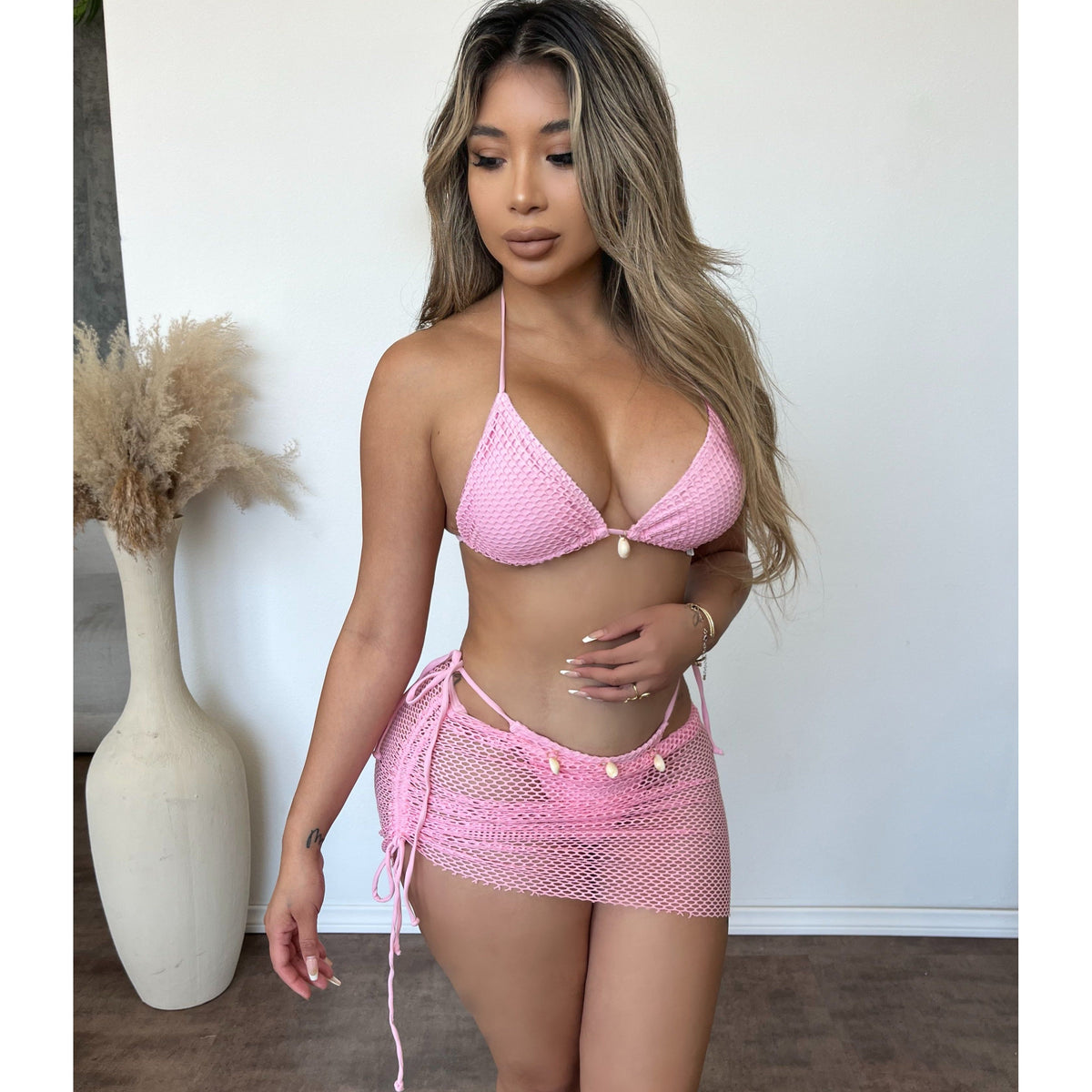 Betty 3 Piece Bikini Set (Pink)