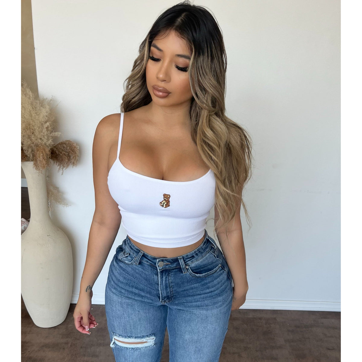 Teddy Bear Cami Top (White)