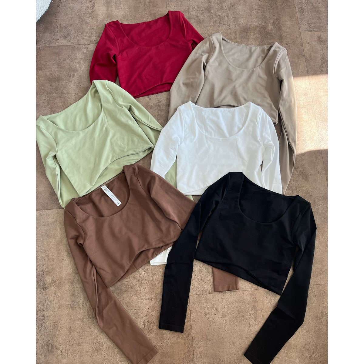 Kayte Crew Neck Long Sleeve Top (Burgundy)