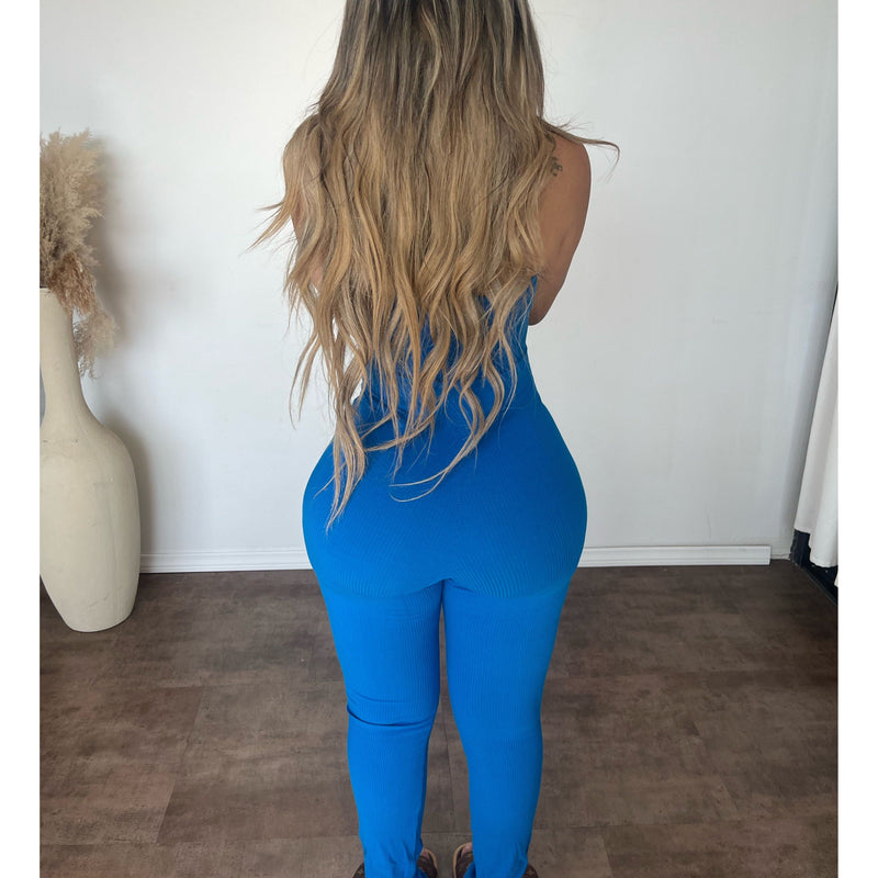 Corey Snatched Tube Top Jumpsuit (Dodger Blue)