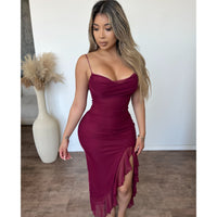 Bianca Mesh Dress (Burgundy)